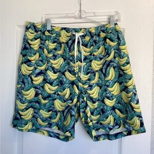 Men's Members Mark Tropical Banana Print Swim Trunks - Green XL BNWT